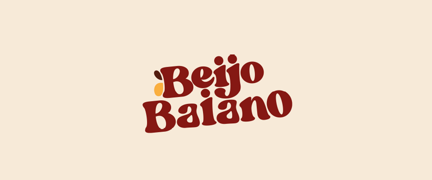 Logotipo Beijo Baiano em vermelho sobre fundo creme