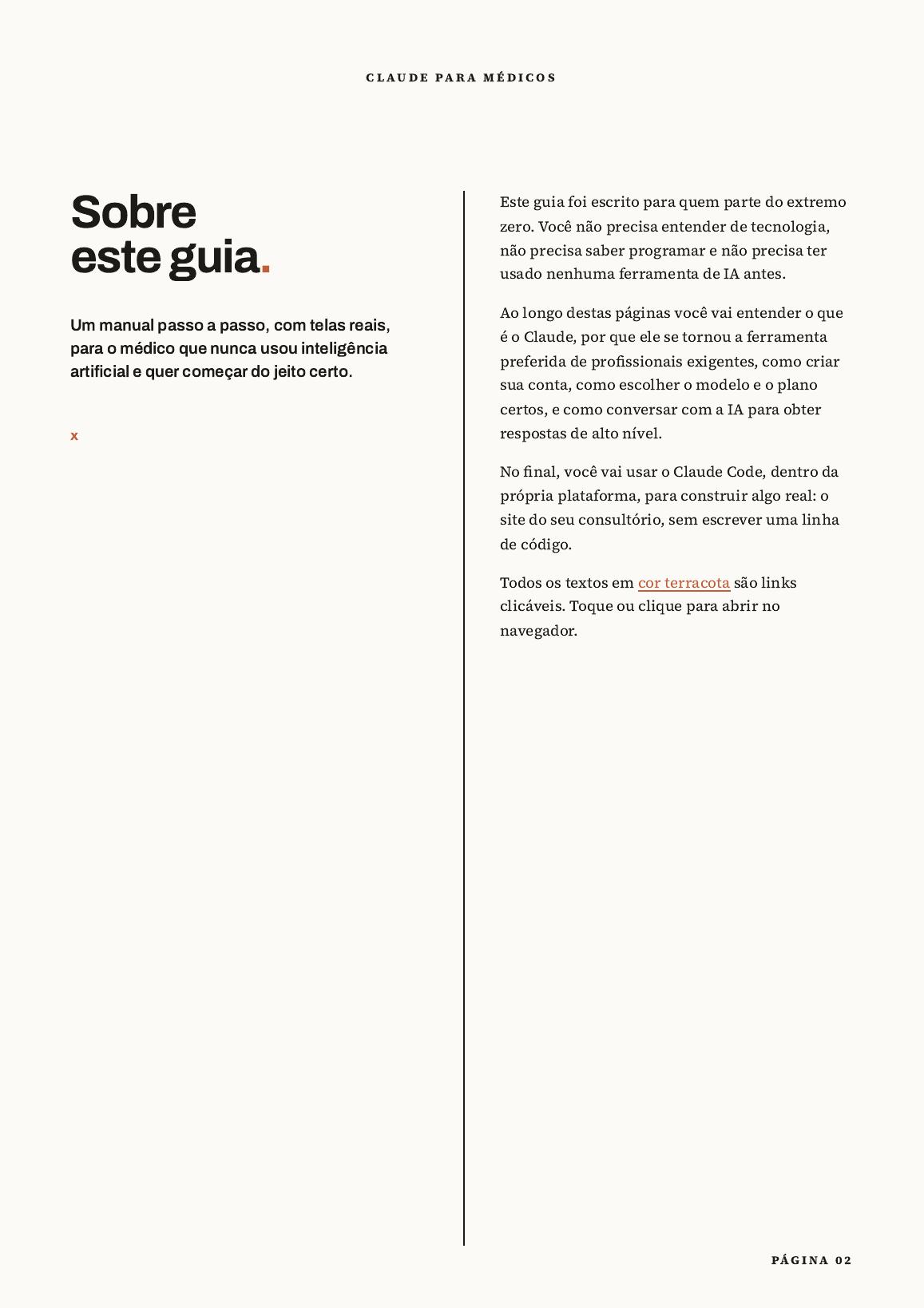 Página de abertura do e-book Claude para Médicos