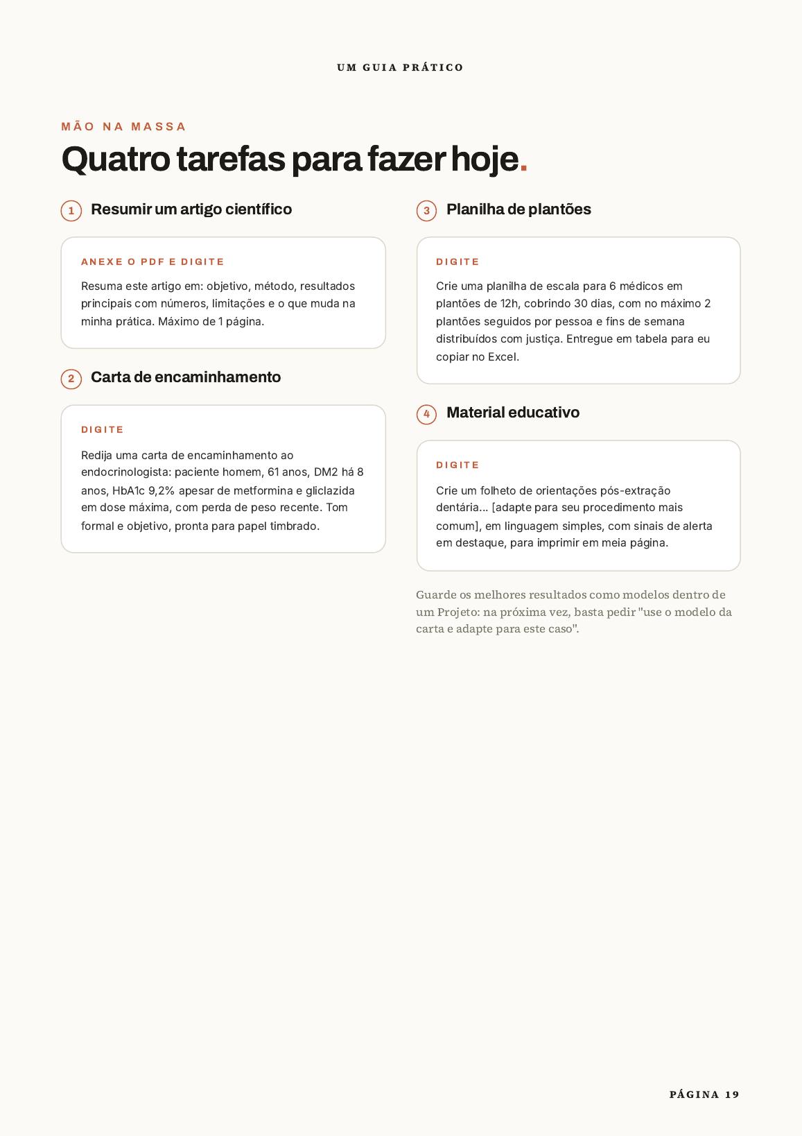 Página com aplicações práticas do Claude